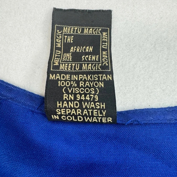 Meetu Magic Floral Embroidered Tunic Top Womens Os Blue 3/4 Sleeve - Picture 3 of 9